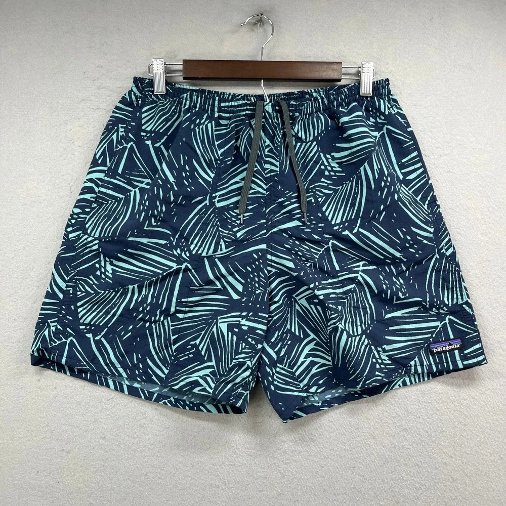 Patagonia Baggies Shorts Mens M Rail Road Blue Abstract 7
